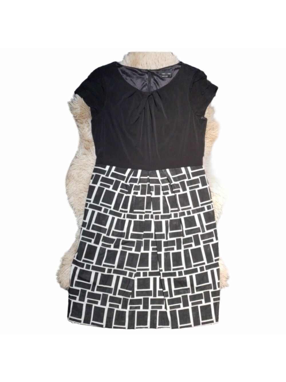 Max and Cleo Black White Geometric Dress